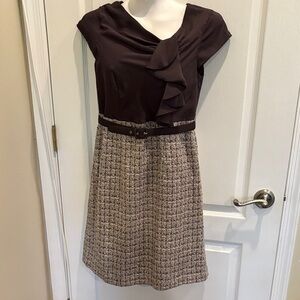 Merona Brown and Cream Mixed Media Dress Size 6